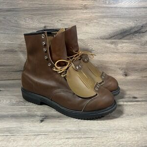 Red Wing Boots Brown Leather ANSI Z41 PT99 MI/75 C/75 EH  Steel Toe Size 13 D